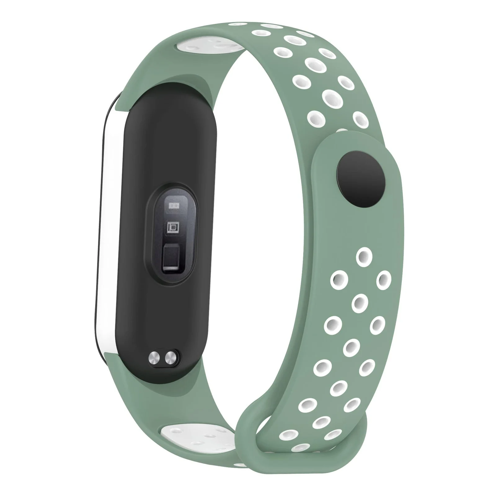 DL3 Mobilak Strap for Xiaomi Mi Band 7 6 5/Amazfit Band 5, Women Men Armband, Two Colours Breathable Adjustable Soft Silicone Replacement Strap for Xiaomi Mi Band 7/6/5/Amazfit Band 5 - Green White
