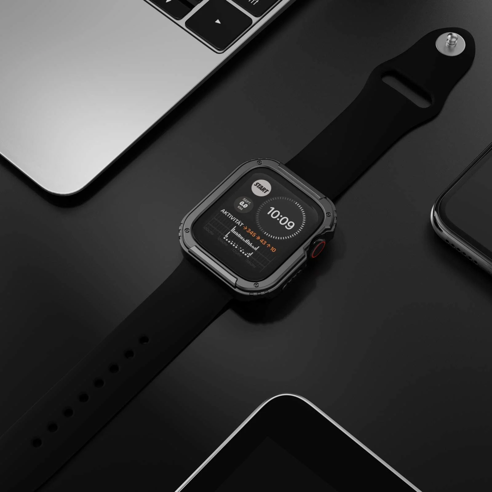 DL3 Mobilak Rugged Apple Watch Case 40mm Series SE/6/5/4 with Screen Protector, Durable Military Grade Quattro Pro Series Drop-Proof Protective Cover Full Coverage Shock-Proof Bumper 40 mm - Black