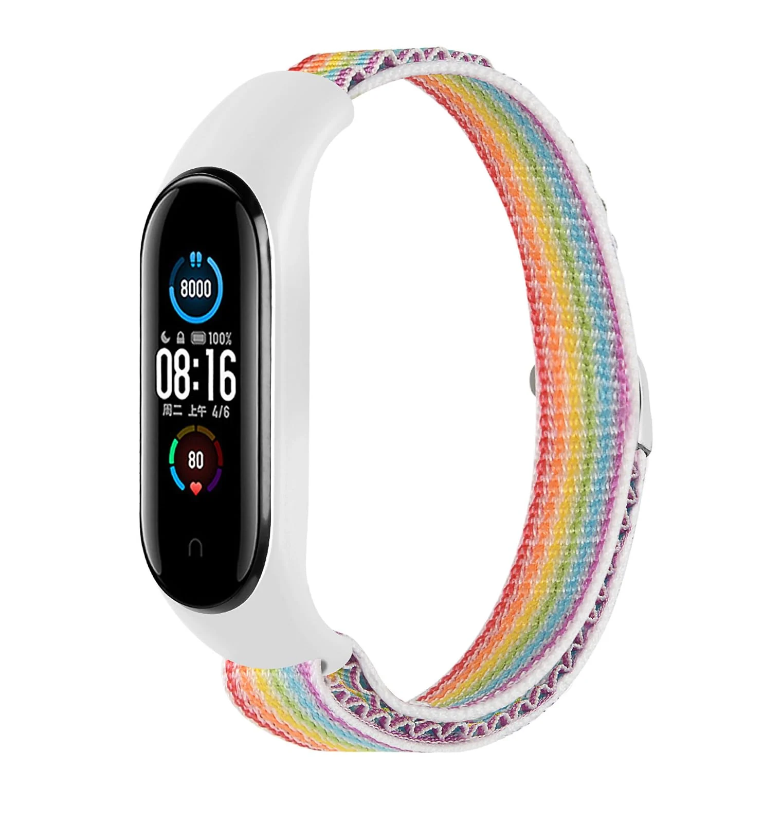 DL3 Mobilak Alpine Loop Band for Xiaomi Mi Band 7/Mi Band 6/Mi Band 5/Mi Band 4/Mi Band 3, Women Men Nylon Sport Solo Loop Rugged Wristband with G‑Hook - Colourful