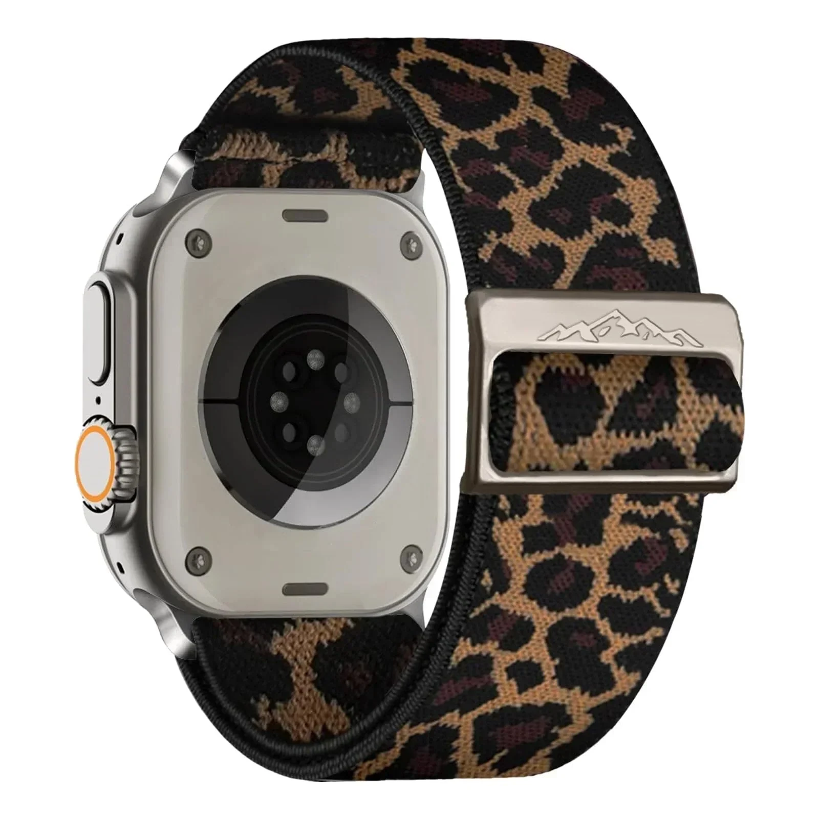DL3 Mobilak Solo Loop Nylon Band Compatible with Apple Watch Ultra 2/Ultra Band 49mm 45mm 46mm 44mm 42mm for Men Women, Soft Fabric Braided Elastic Sport Strap for iWatch Series SE 10/9/8/7/6/5/4 - Leopard