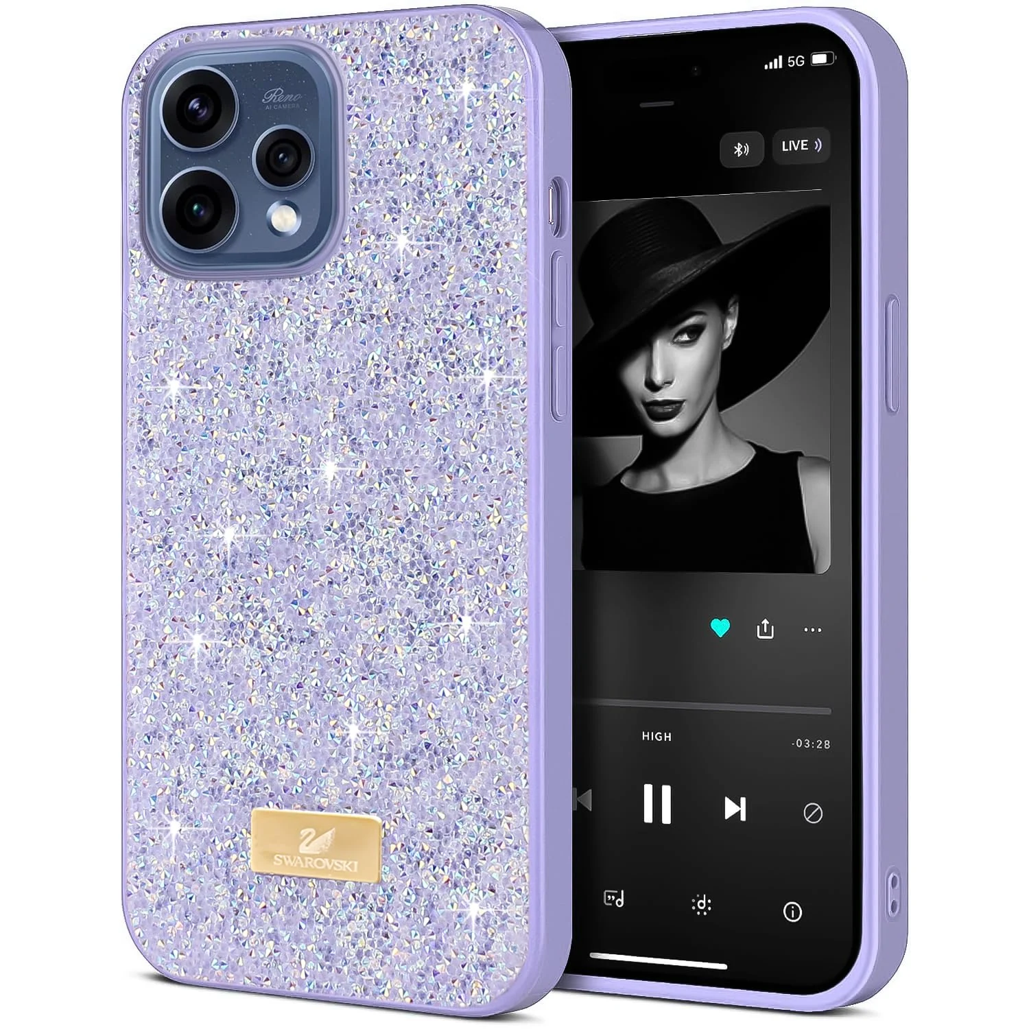 DL3 Mobilak Case for OPPO Reno15 Glitter, Sparkle Diamond Crystal Bling Case with Bling, Ultra Thin Lightweight Full Body Shockproof Anti-Scratch Protective Cover