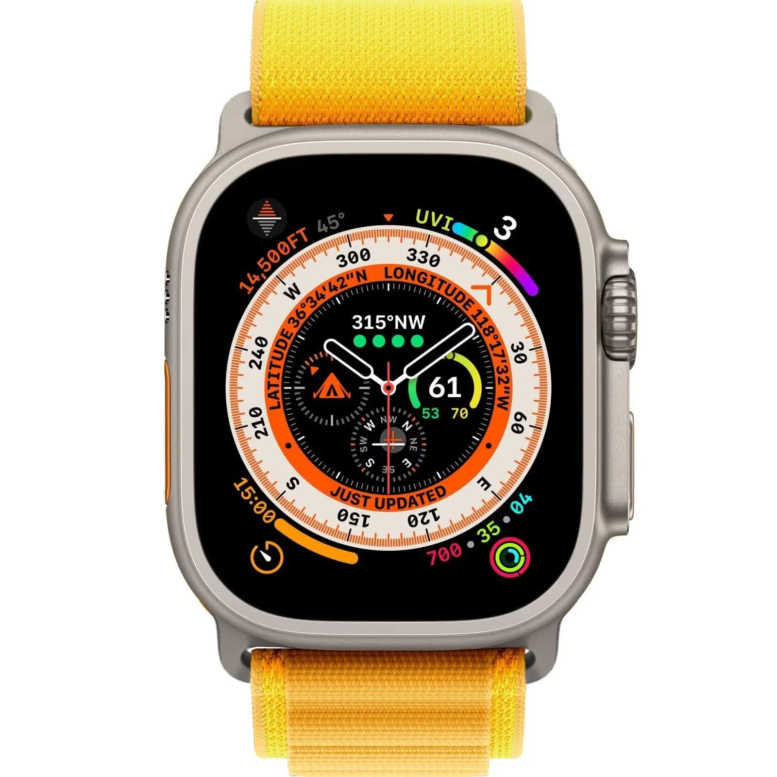 DL3 Mobilak Alpine Loop Nylon Strap Compatible with Apple Watch Band 38mm 40mm 41mm Men Women, Rugged Alpine Loop Nylon Sport Bands with Titanium C-Hook Stap for iWatch Series SE2 SE 9 8 7 6 5 4 3 2 1 - Yellow