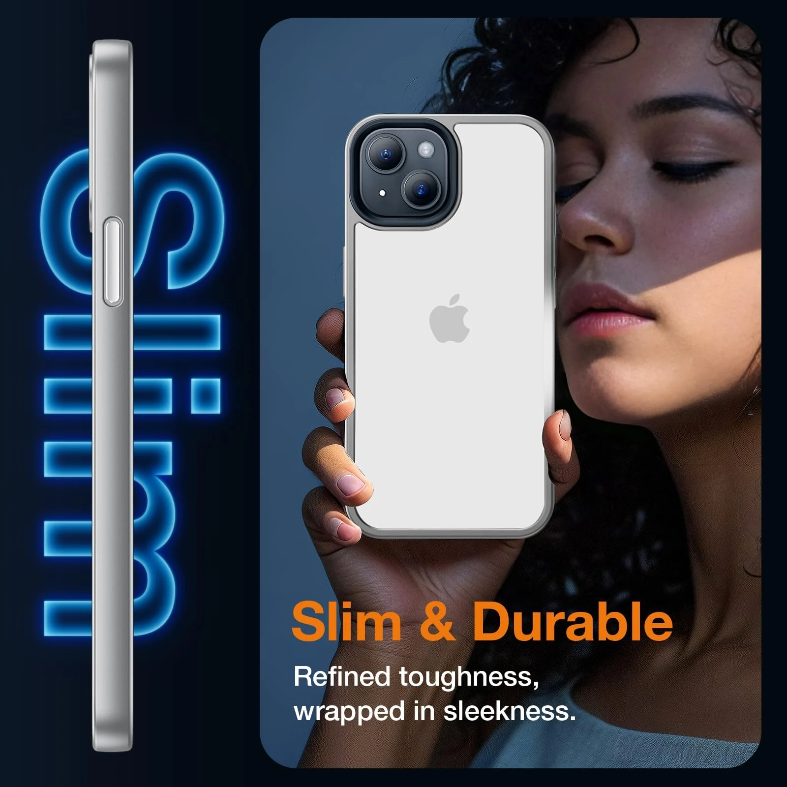 DL3 Mobilak Matte Protective Case for iPhone 13 / iPhone 14 with Camera Protection and Shockproof Design - Gray