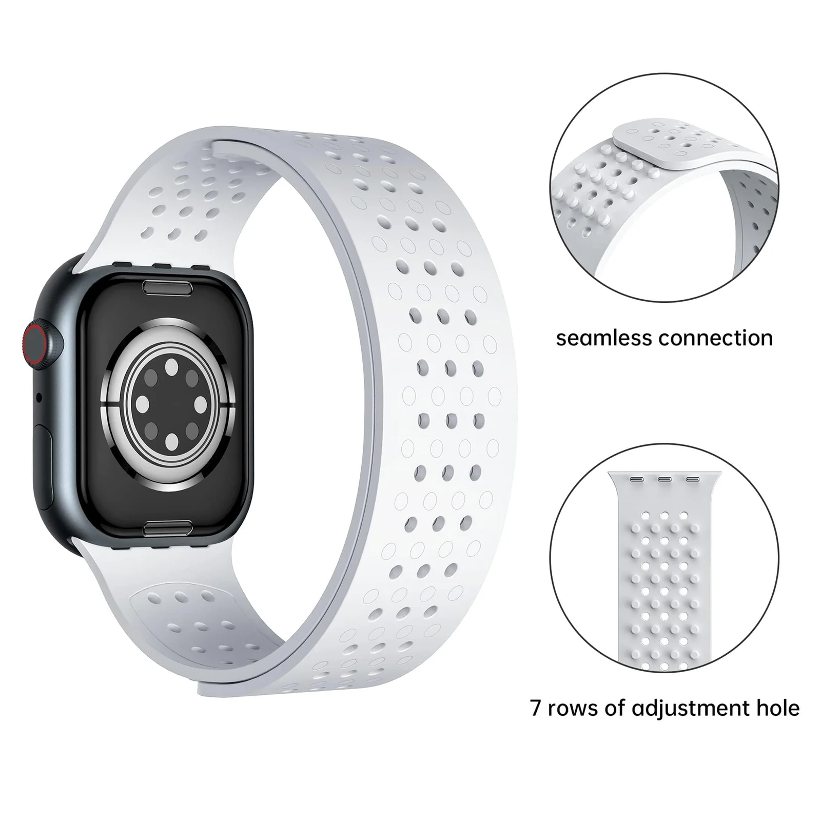 DL3 Mobilak Soft Silicone Band For Apple Watch Ultra Bands 49mm 45mm 44mm 42mm, Sport Replacement Wristband No Clasps for iWatch Series 8 ultra 7 6 5 4 SE 3 2 Women Men, Waterproof Strap - White
