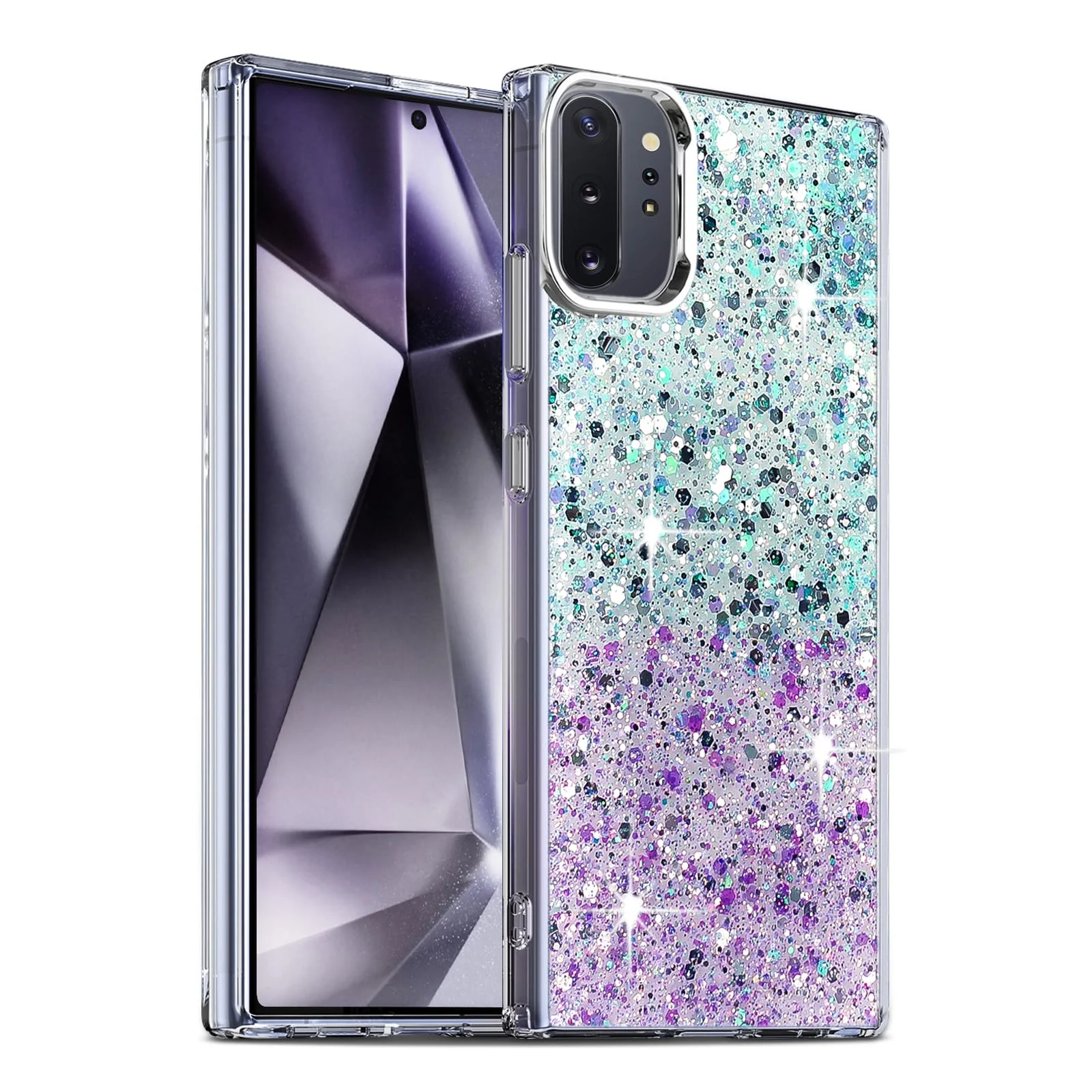 DL3 Mobilak Glitter Rhinestone Protective Case for Samsung Galaxy Note 10+ Plus with Shockproof Design - Green Purple
