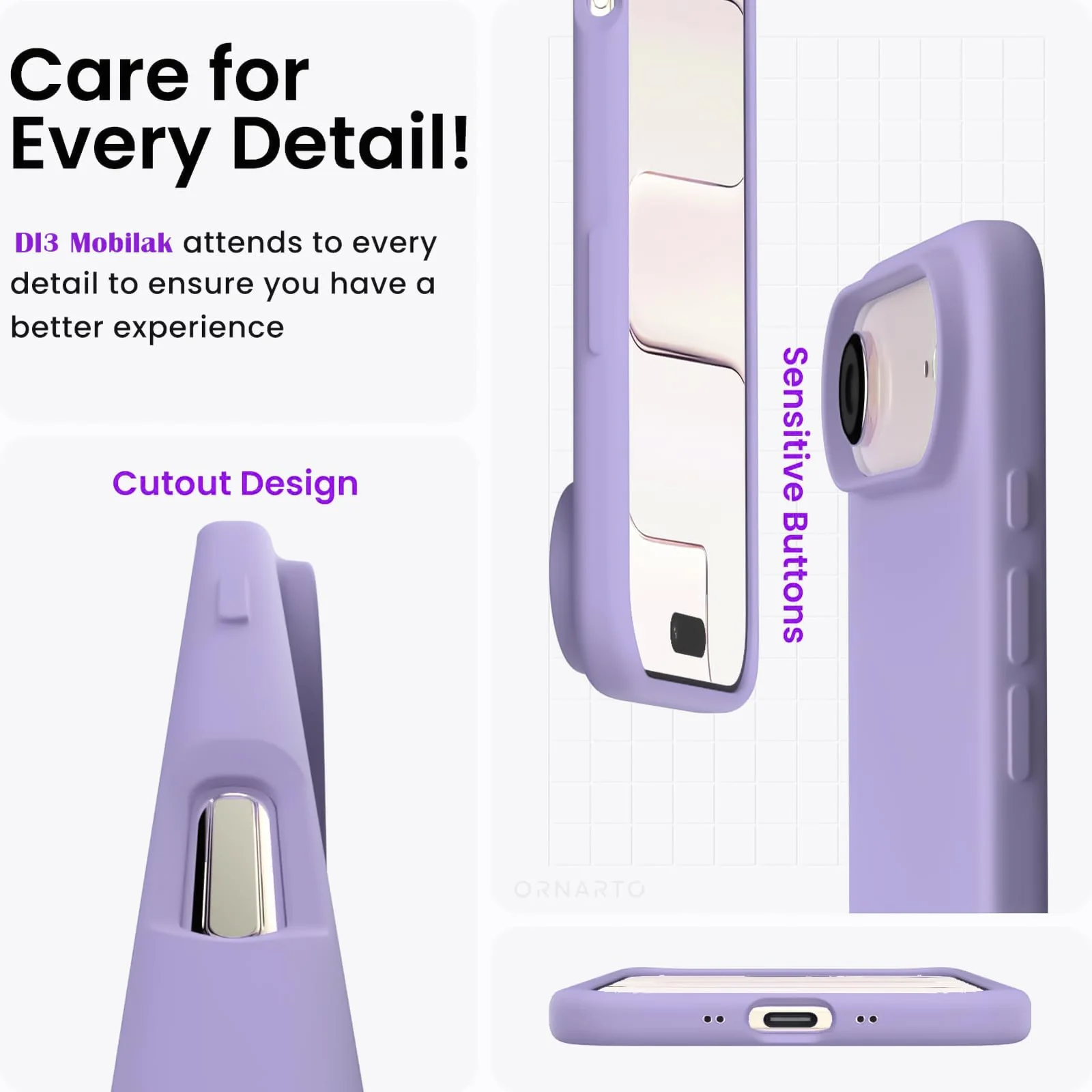 DL3 Mobilak Compatible with iPhone 17 Air 6.5-Inch Case, Premium Liquid Silicone Case, Full Body Protective Cover, Shockproof, Slim Phone Case, Anti-Scratch Soft Microfiber Lining - Light Purple