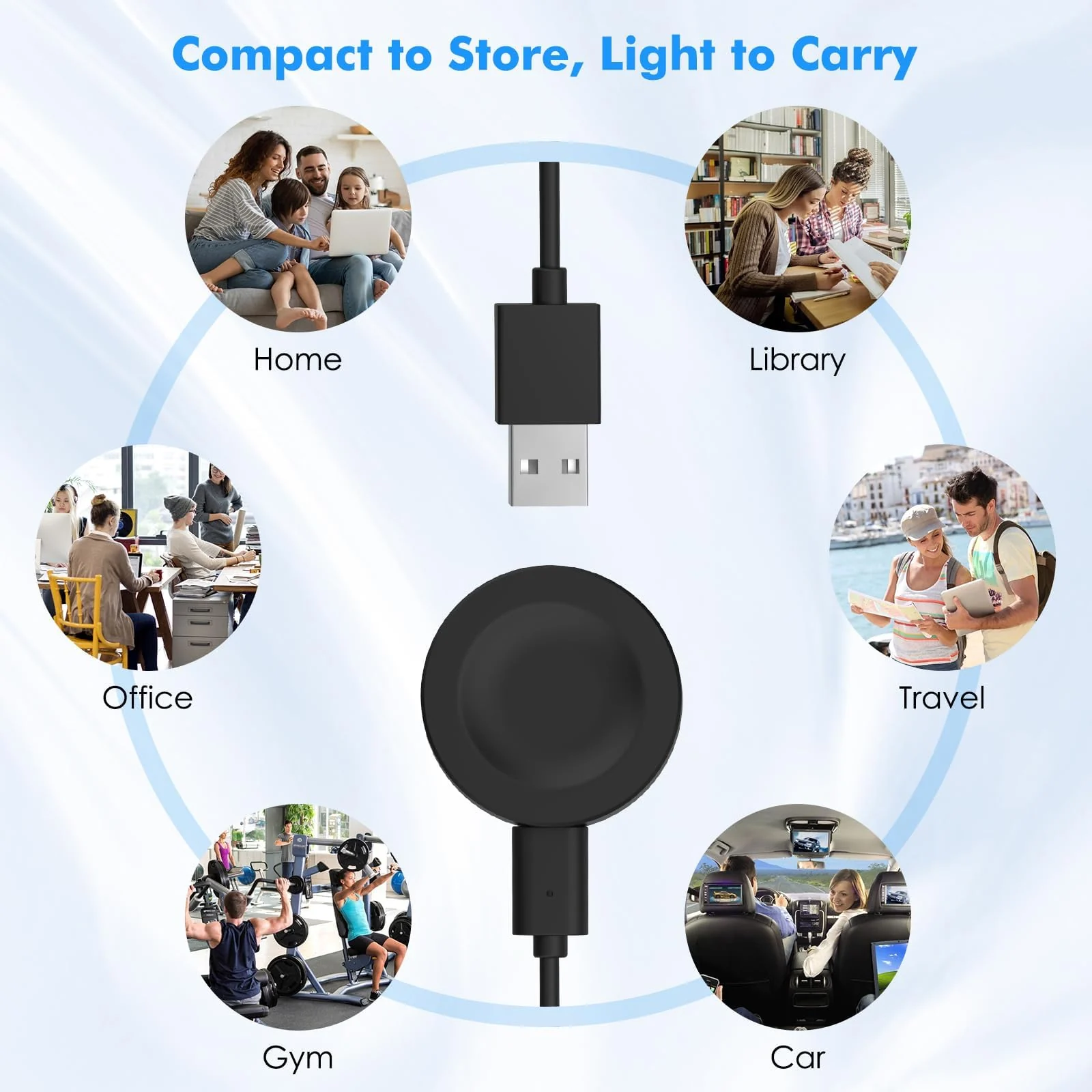 DL3 Mobilak Magnetic Charger Compatible with Huawei Watch GT5/GT4/GT3/GT3 Pro/GT3 SE/GT2 Pro/Watch 4/4 Pro/Watch3/3 Pro/GT Runner, Portable Charger Dock with a Separate 100 cm Charging Cable Cord - Black
