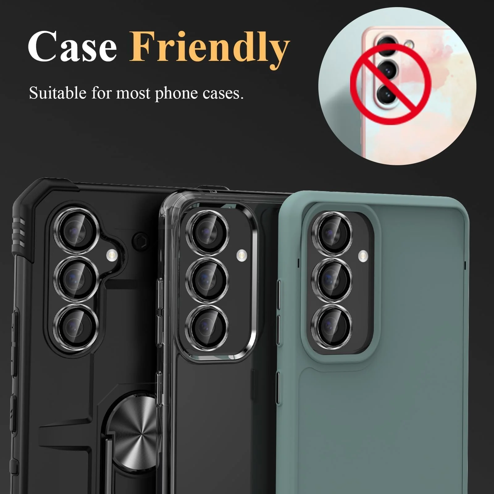 DL3 Mobilak Camera Lens Protector for Samsung Galaxy A15 5G/4G Accessories, 9H Tempered Glass Metal Individual Ring Camera Cover Screen Protector for Samsung A15, Case Friendly, Anti Scratch - Clear