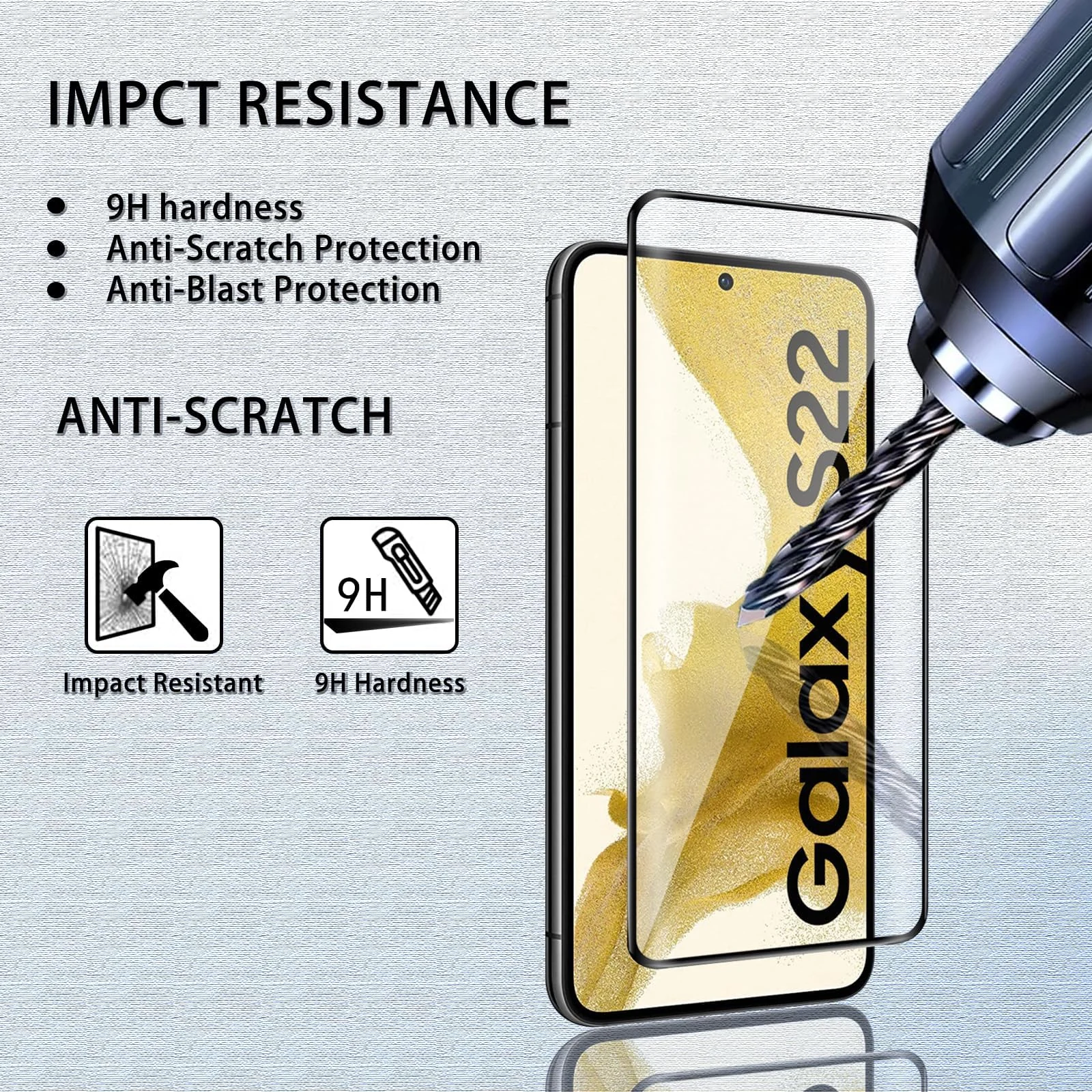 DL3 Mobilak Screen Protector for Samsung Galaxy S22 5G, Tempered Glass Screen Saver Premium HD Protective, Scratch Resistant, NO-Bubble, 9H Hardness, Full Coverage Film - Clear