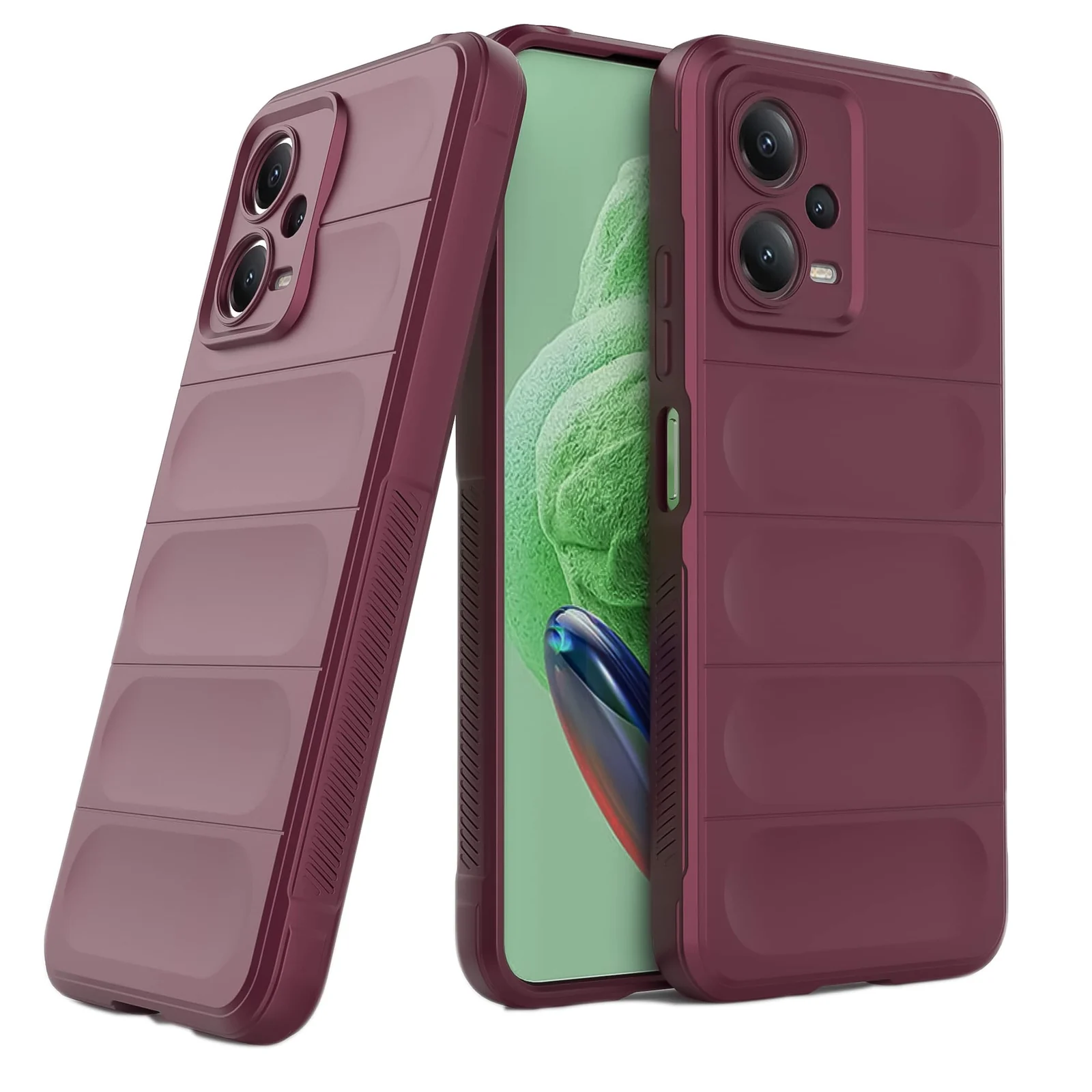 DL3 Mobilak Silicone Case for Xiaomi Redmi Note 12 5G / Poco X5 5G Heavy Duty Protective [Slim Fit] Shockproof Soft Flexible Protective Design TPU Cover With Camera Protection - Wine Red