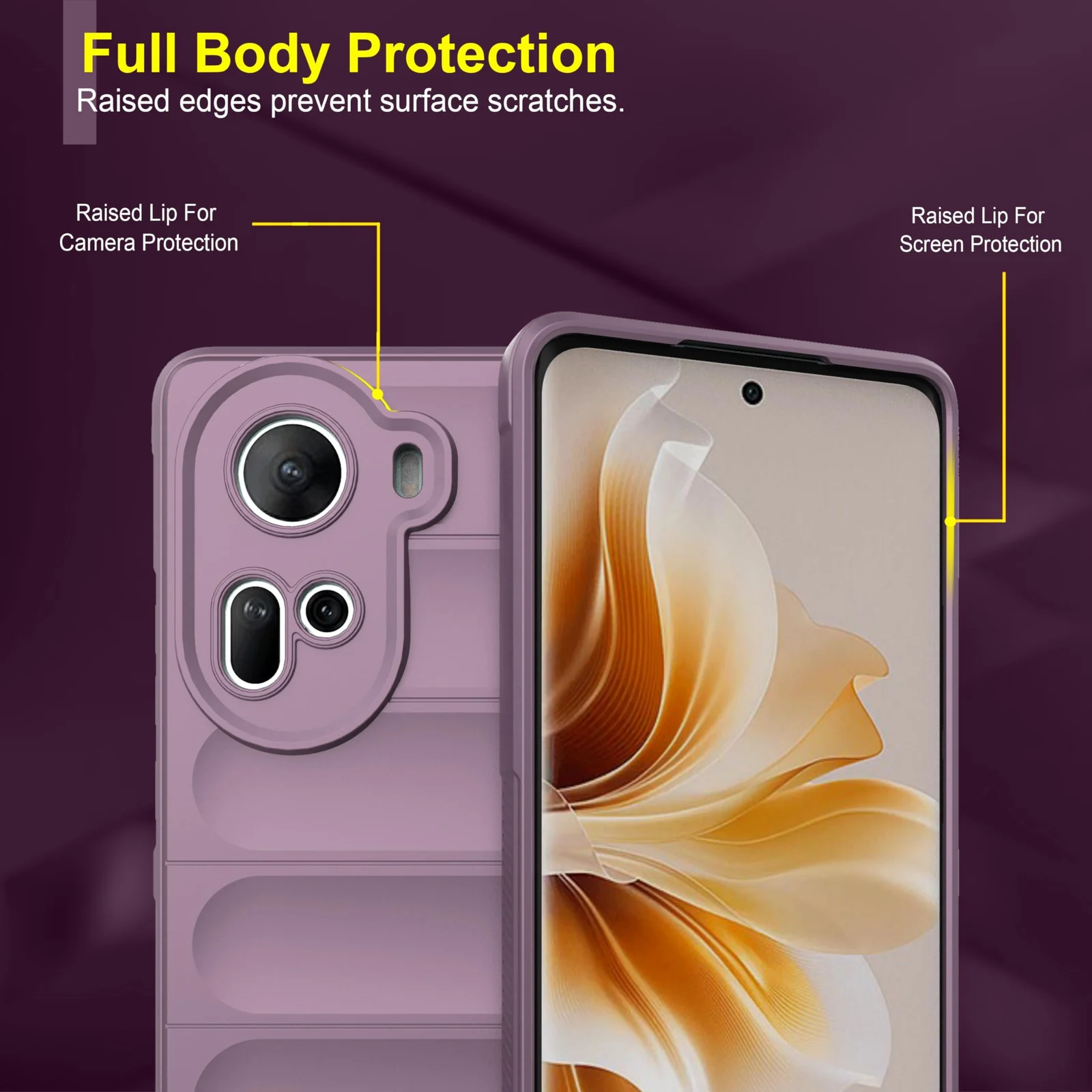 DL3 Mobilak Silicone Case for OPPO Reno 11 5G Heavy Duty Protective [Slim Fit] Shockproof Soft Flexible Protective Design Shock-Absorption TPU Cover With Camera Protection - Purple
