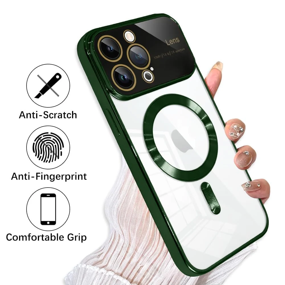 DL3 Mobilak Clear MagSafe-Compatible Magnetic Case for iPhone 14 6.1 Inch with Camera Protection and Shockproof Design - Green