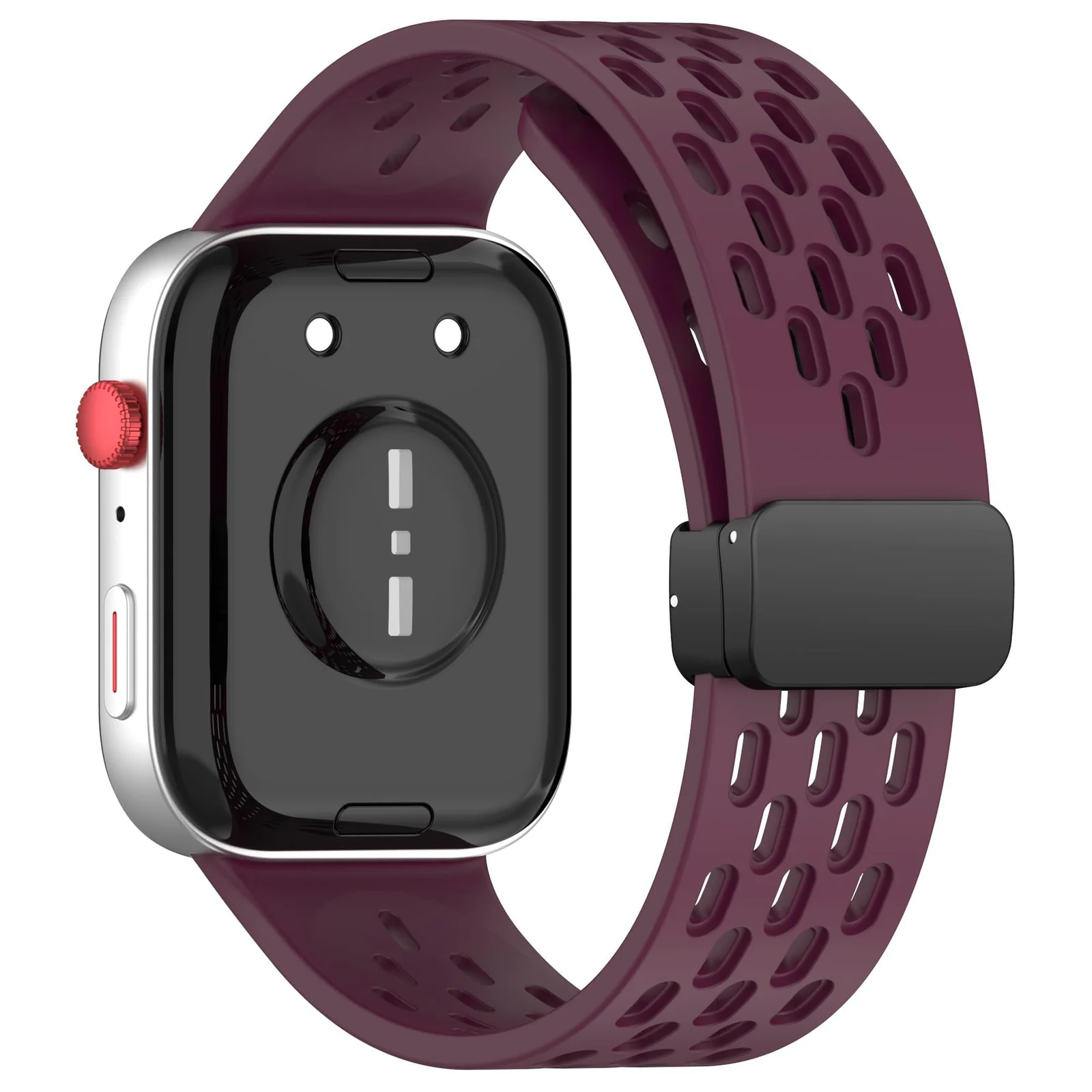 DL3 Mobilak Silicone Strap Compatible with Huawei Watch Fit 3/Fit 4/Fit 4 Pro Magnetic Metal Buckle Sport Silicone Breathable Strap for Men Women Band Quick Release Soft Replacment Wristband - Wine Red
