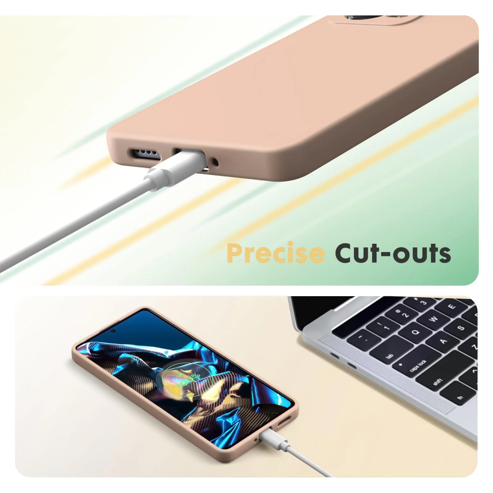 DL3 Mobilak Soft Silicone Protective Case for POCO X5 Pro 5G with Microfiber Lining and Shockproof Design - Light Orange