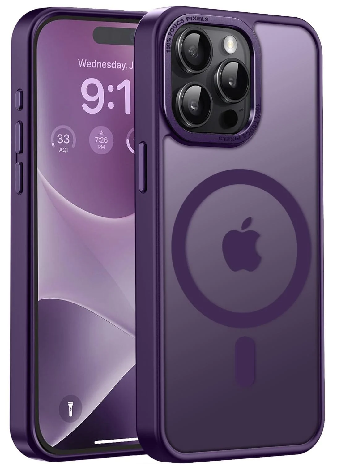 DL3 Mobilak Wallet Case with Card Slot for iPhone 14 Pro (6.1 Inch) with Ring Holder and Magnetic Car-Mount Support - Purple