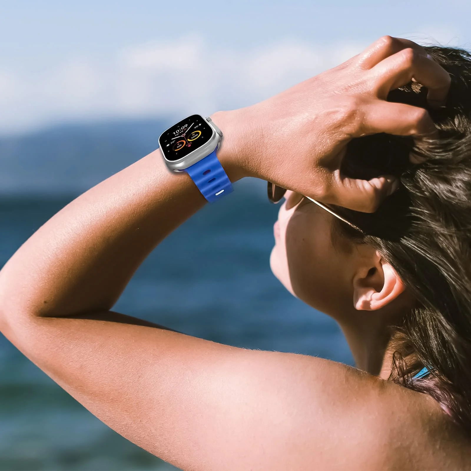 DL3 Mobilak Ocean Band For Apple Watch Band 49mm 45mm 44mm 42mm 41mm 40mm 38mm Men Women, Soft Silicone Sport Band Strap for iWatch Series 9 8 7 SE 6 5 4 3 2 1 (Ocean, 42MM/44MM/45MM/49MM) - Ocean Blue