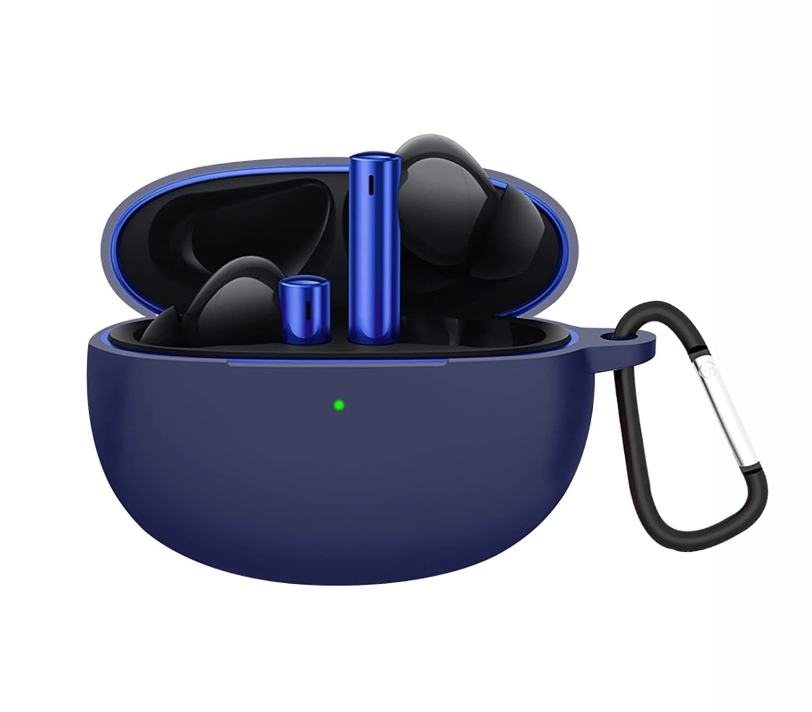 Dl3 Mobilak Silicone Case Compatible with Realme Buds Air 3 Earbuds, Soft Silicone Protective Case Cover, Shockproof Sleeve with Carabiner (Blue)