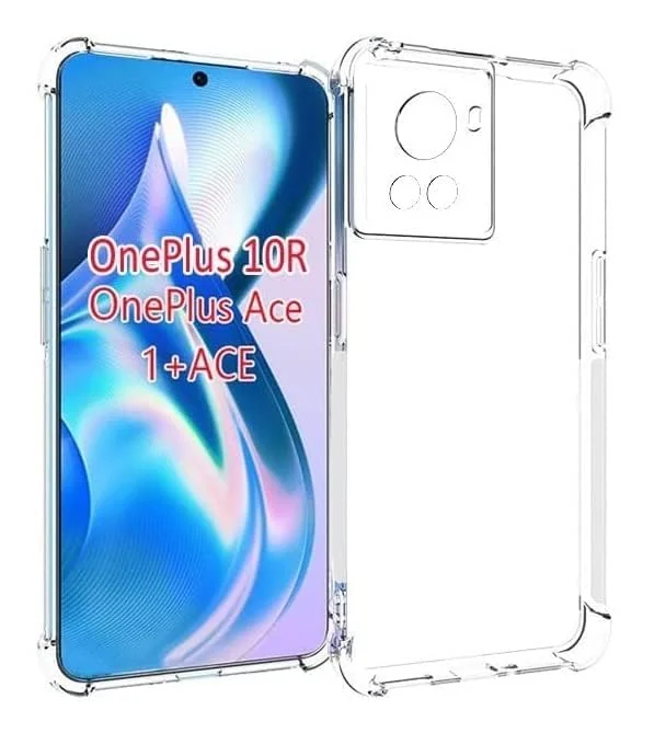 DL3 Mobilak Case Compatible with Oneplus 10R / OnePlus ACE, Cover SiliconeTransparent TPU Gorilla Anti-shock Protector Camera Shockproof Corners - Clear