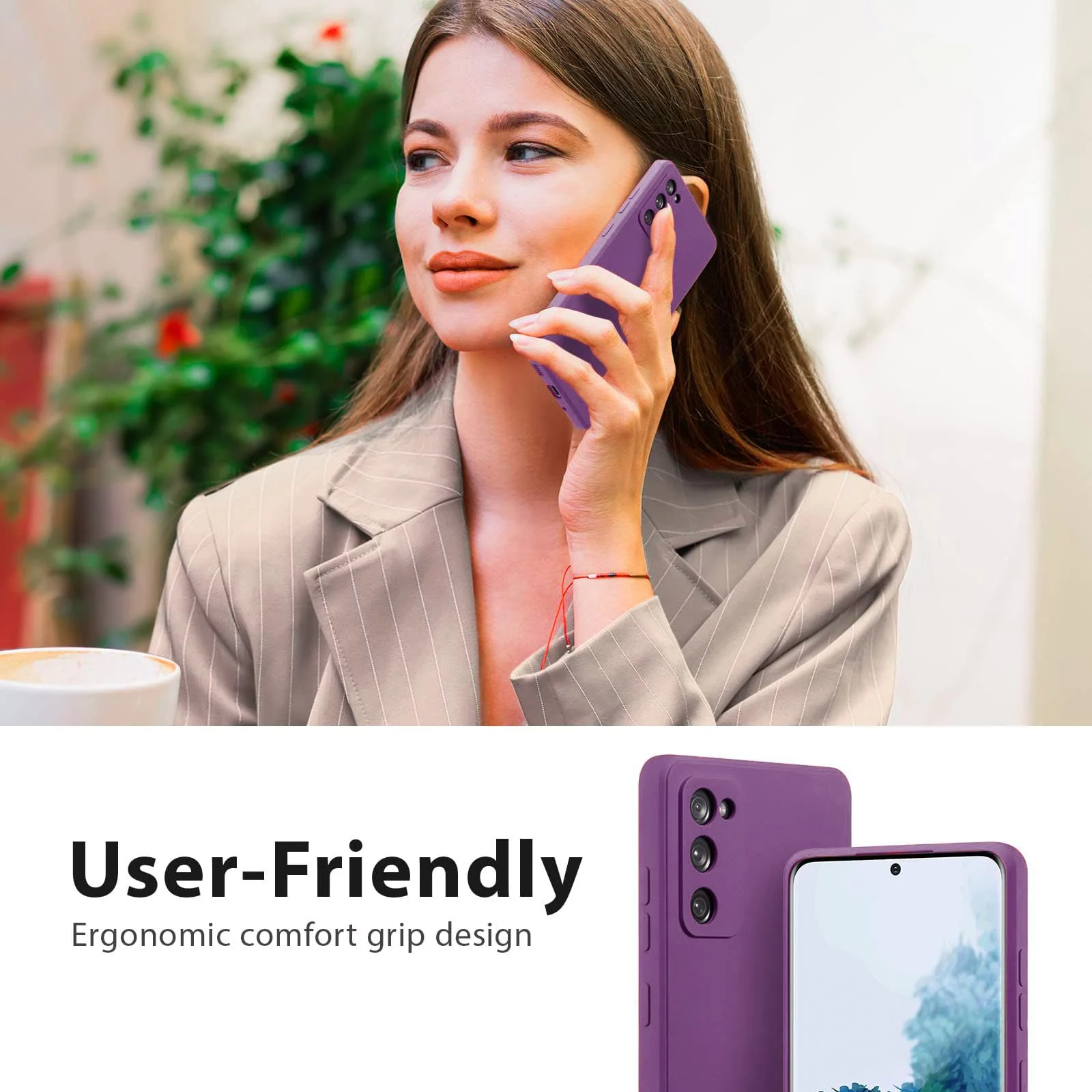 DL3 Mobilak Liquid Silicone Case for Samsung Galaxy S20 FE, Not compatible with MagSafe, Supports wireless charging, Camera protection - Violet