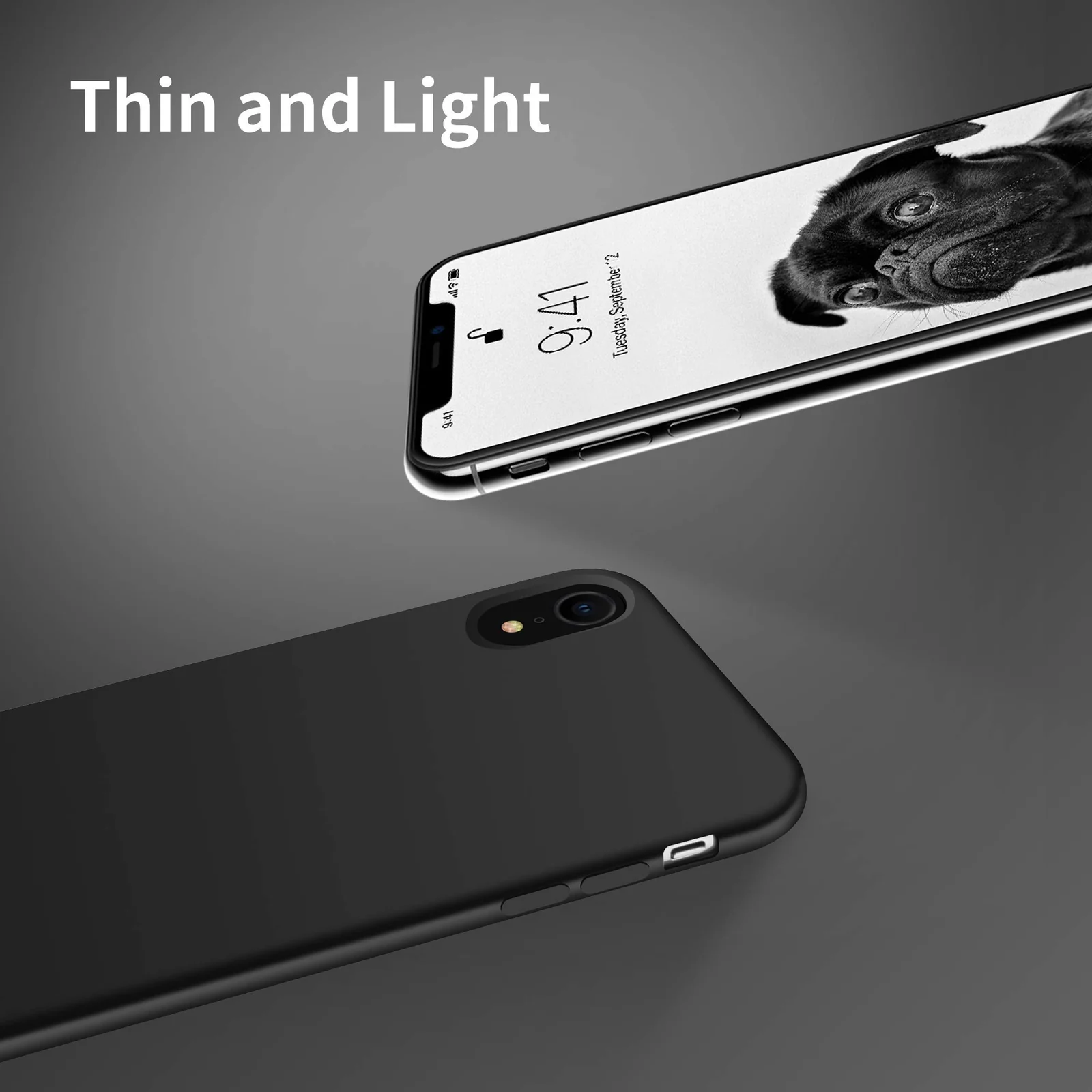 DL3 Mobilak Liquid Silicone Protective Case with Soft Microfiber Lining for iPhone XR - Black