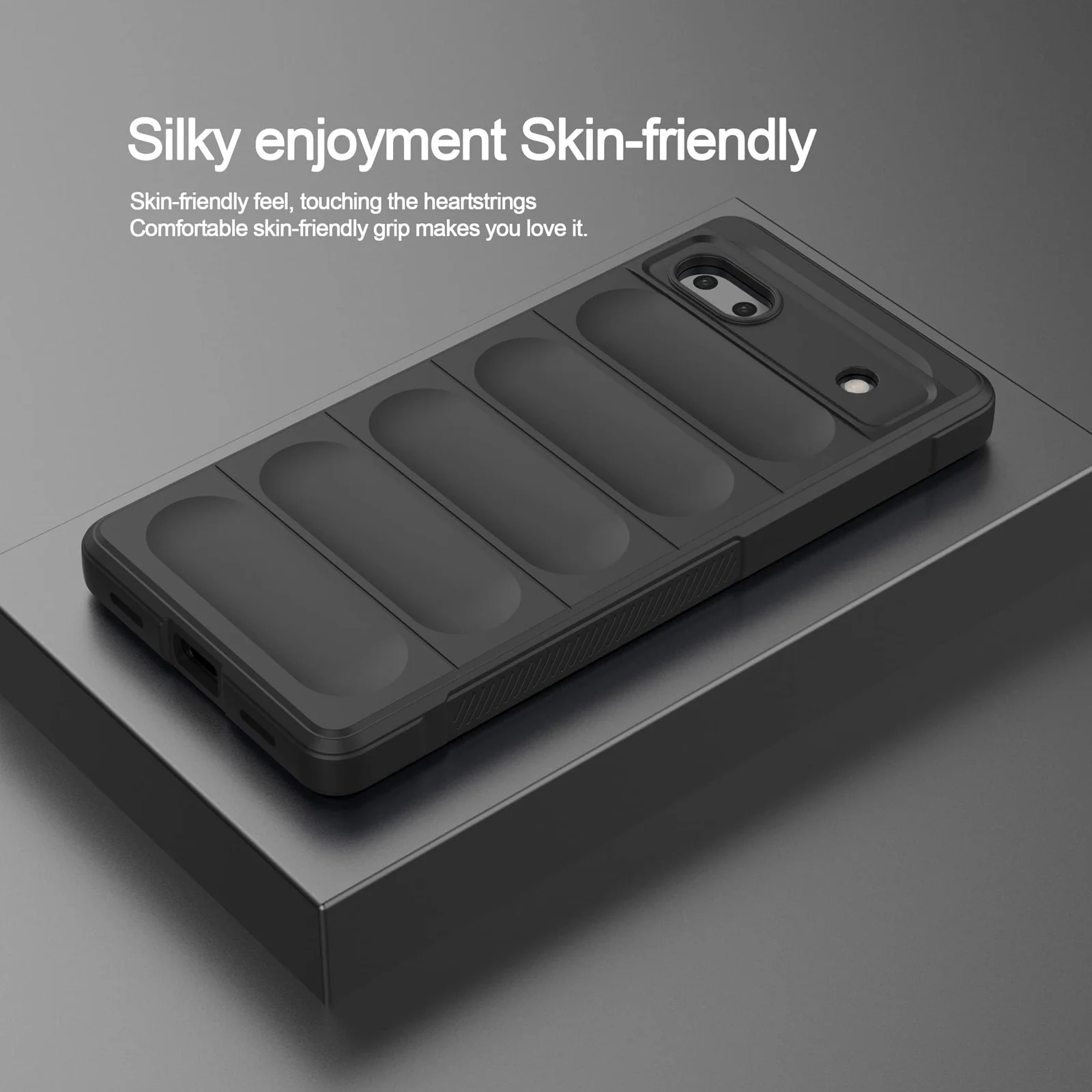 DL3 Mobilak Silicone Case for Google Pixel 6A Heavy Duty Protective [Slim Fit] Shockproof Soft Flexible Protective Design Shock-Absorption TPU Cover With Camera Protection - Black