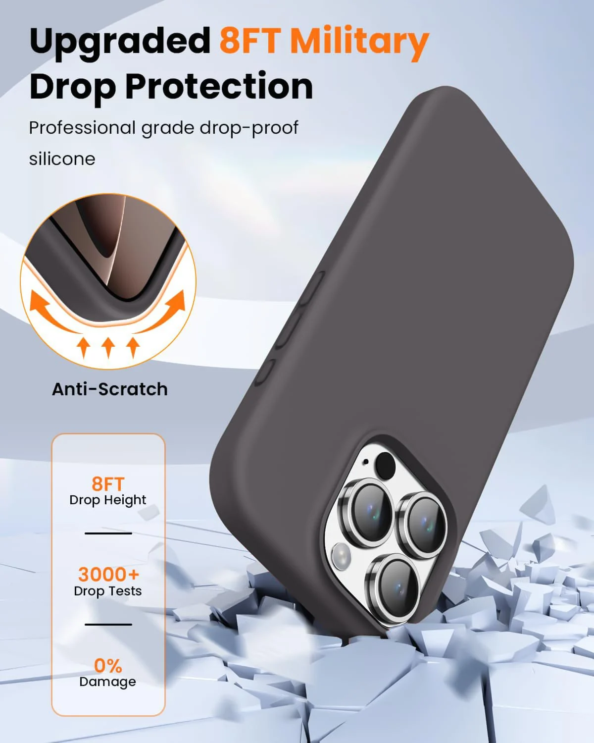 DL3 Mobilak Liquid Silicone Protective Case with Soft Microfiber Lining for iPhone 16 Pro Max - Dark Brown