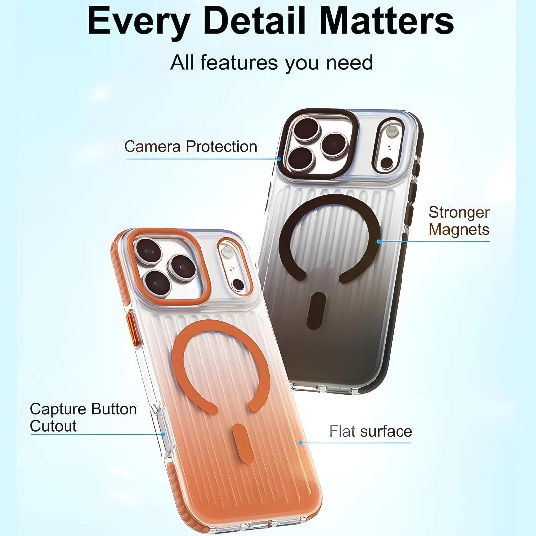 DL3 Mobilak Case for iPhone 17 Pro Max, Gradient Magnetic Luggage Aesthetics Case, Compatible with MagSafe, Shockproof TPU Frame & Hard PC Back Cover - White