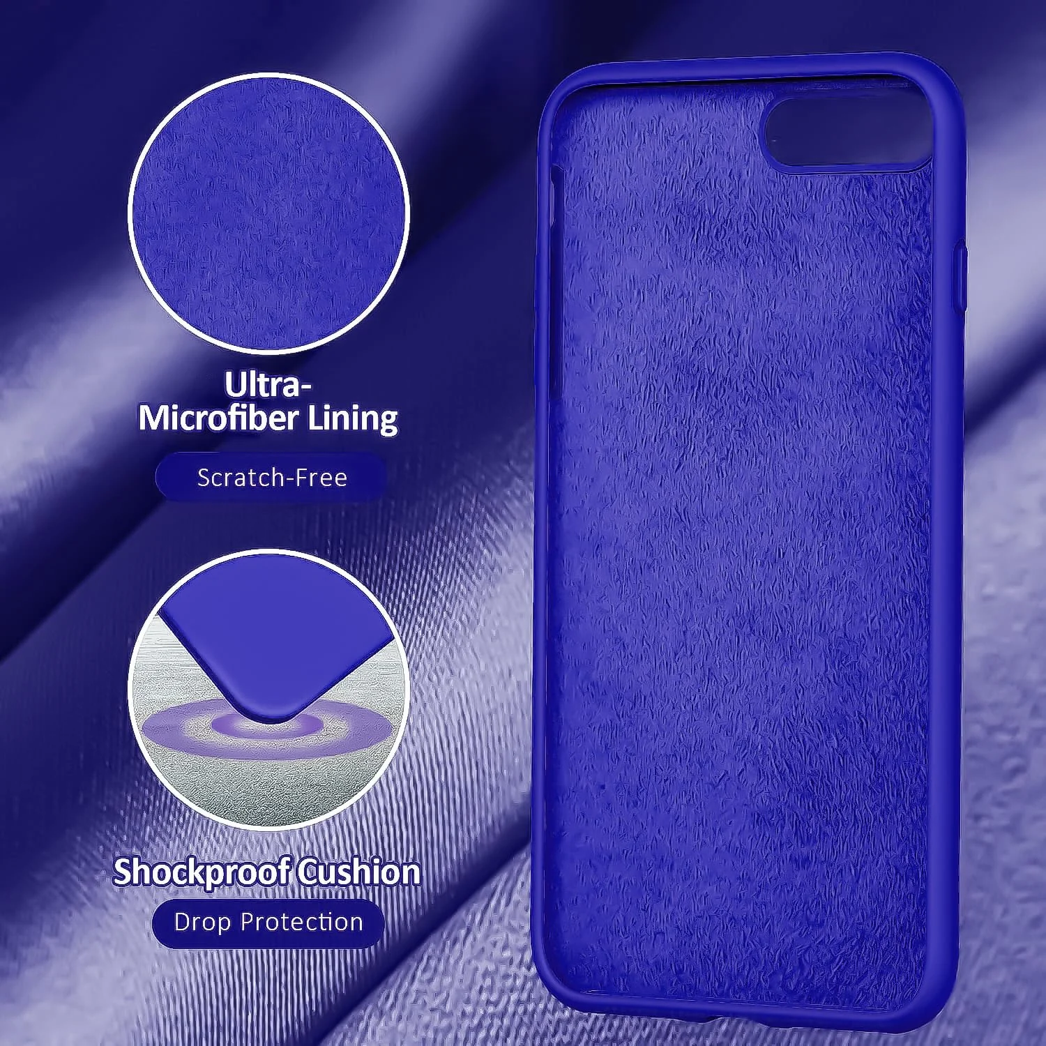 DL3 Mobilak Liquid Silicone Protective Case for iPhone 7 Plus / iPhone 8 Plus with Camera Protection and Microfiber Lining - Pepsi