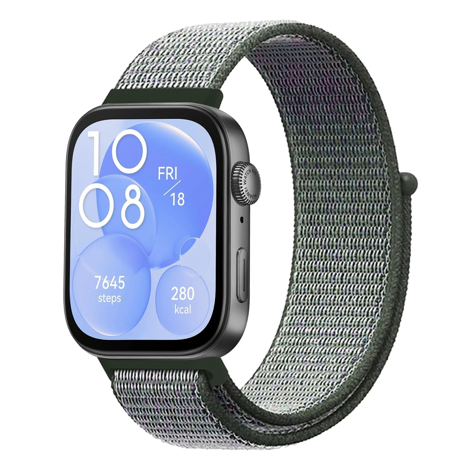 DL3 MOBILAK Elastic Nylon Watch Strap for Huawei Watch Fit 3 / Fit 4 / Fit 4 Pro / Fit 5 / Fit 5 Pro, Olive
