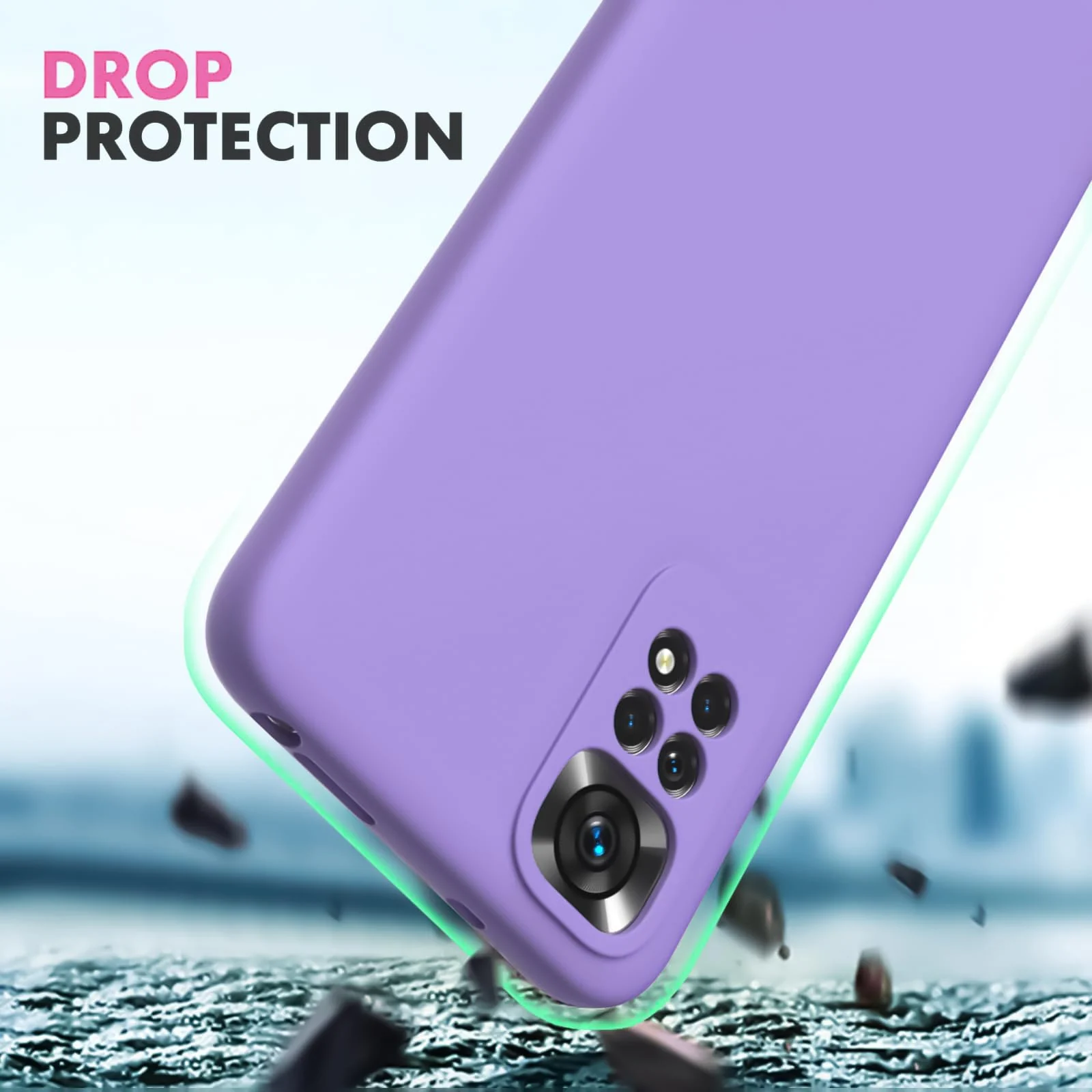 DL3 Mobilak Liquid Silicone Protective Case with Soft Microfiber Lining with Full Camera Protection for Xiaomi Redmi Note 12 Pro 4G / Redmi Note 11 Pro 4G&5G - Light Purple