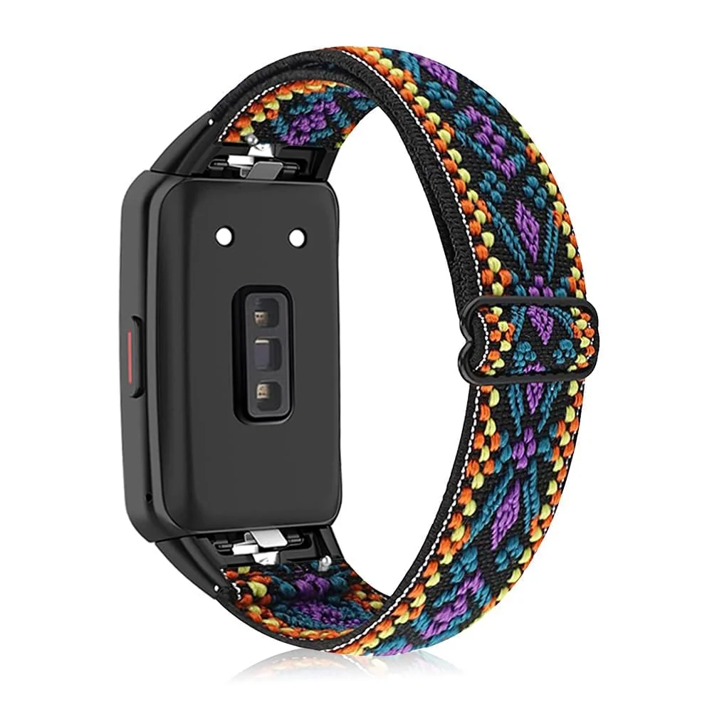 DL3 Mobilak Elastic Straps Compatible with Honor Band 6/Huawei Band 6 Pro/Huawei Band 6 Men Women, Adjustable Stretchy Bracelets Sport Nylon Replacement Bracelet - Bohemia Blue