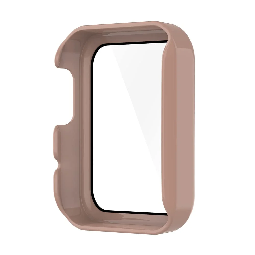DL3 Mobilak Protective Case Compatible with Xiaomi Mi Watch Lite, 9H Hardness PC Cover Bumper Full Slim Protective Case with Tempered Glass For Redmi Watch Lite - Pink