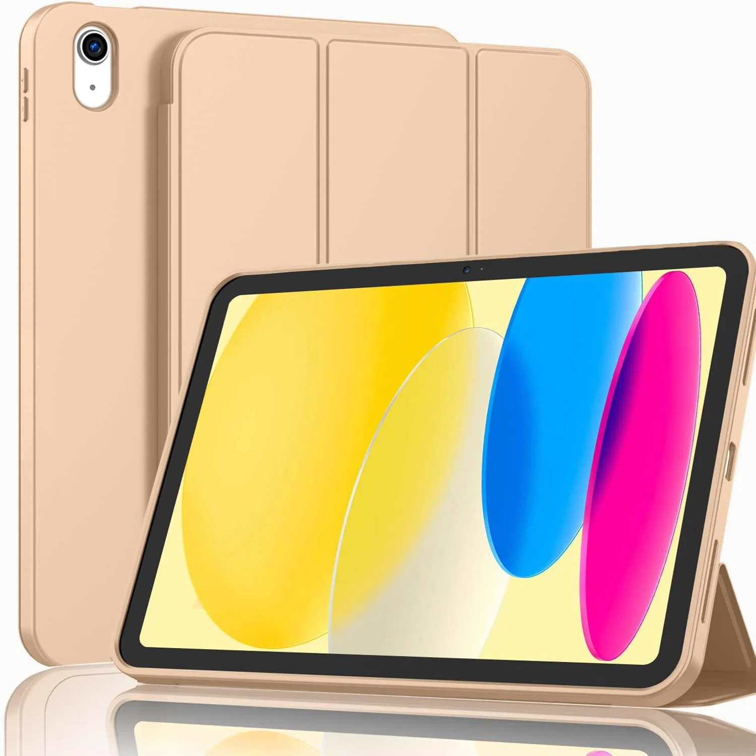 DL3 Mobilak iPad 10th Generation Case, Auto Wake&Sleep iPad Cover 10th Generation Case, Slim Trifold Stand TPU Back Shell Case for iPad 10th Gen 10.9 inch - Gold