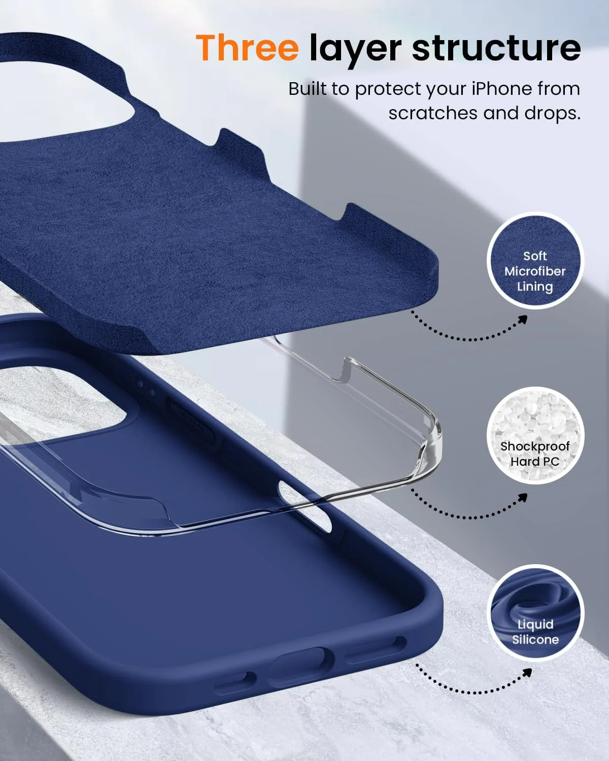 DL3 Mobilak Compatible with iPhone 16 Pro Max 6.9-inch Case, Premium Liquid Silicone Case, Full Body Protective Cover, Shockproof, Slim Phone Case, Anti-Scratch Soft Microfiber Lining - A. Blue