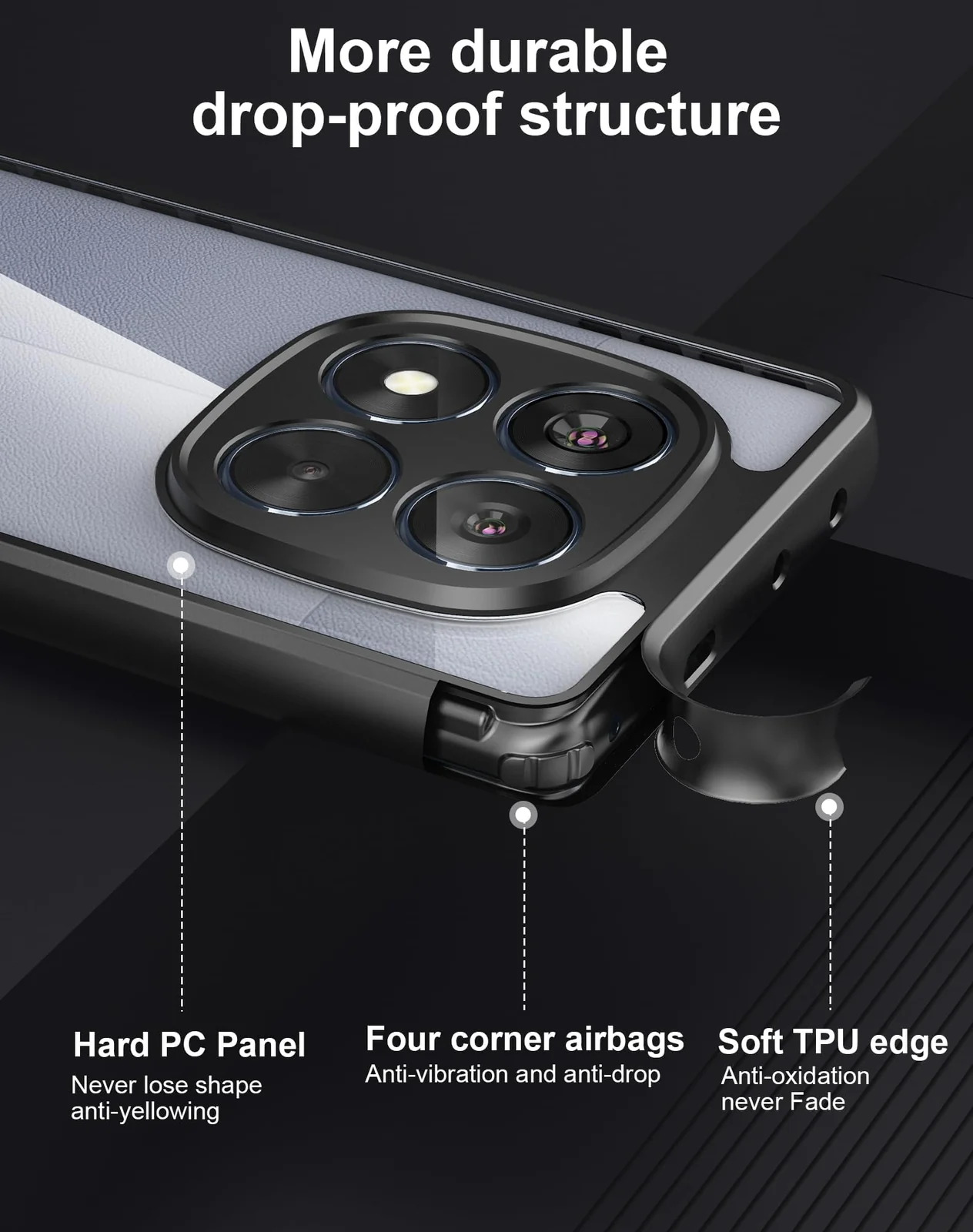 DL3 Mobilak Clear Protective Case for Xiaomi Redmi Note 14 Pro Plus 5G - Black