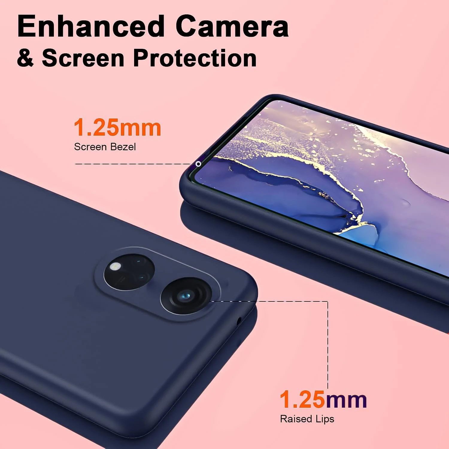DL3 Mobilak Liquid Silicone Protective Case for OPPO Reno 8T 5G / OPPO A1 Pro with Microfiber Lining and Shockproof Design - Midnight Blue