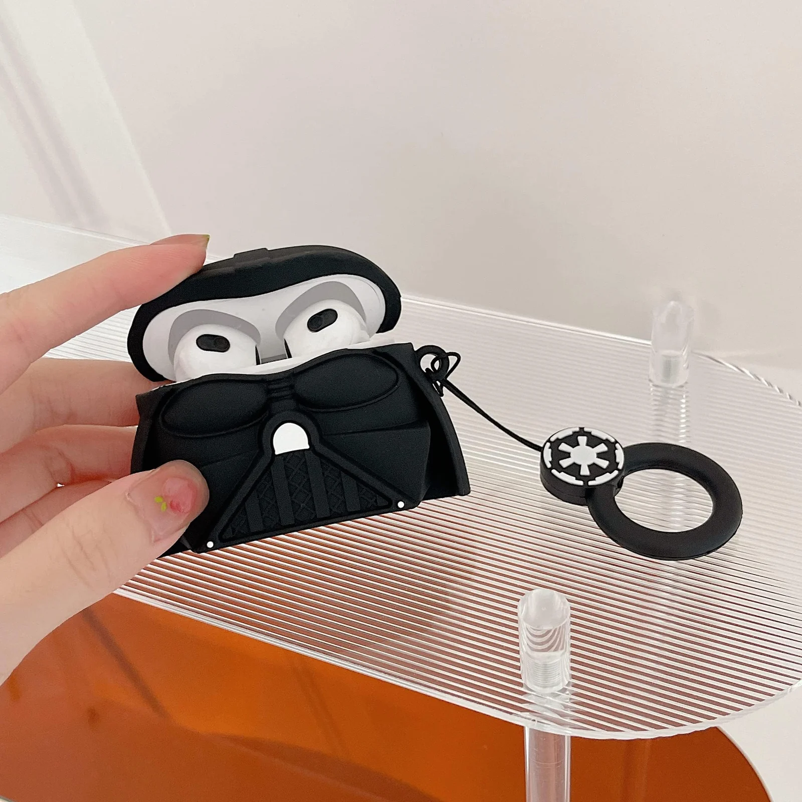 DL3 Mobilak For AirPods Pro Case Soft Silicone Shockproof Cover for Apple AirPods Pro, New 3D Cute Cartoon Creative Fun Case Skin with Keychain Design for AirPods Pro Charging Case 2019 - Black Man
