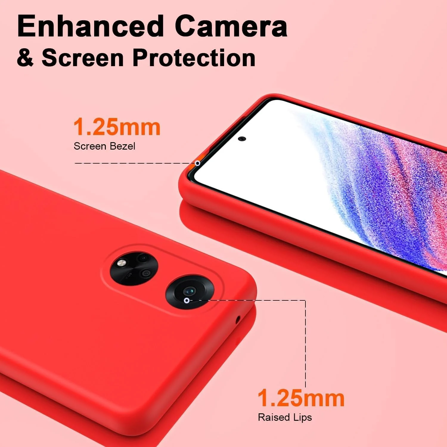 DL3 Mobilak OPPO A98 Case, Soft Flexible Silicone Gel Rubber Bumper Cover, Full Body Shockproof Protective Phone Case - Red