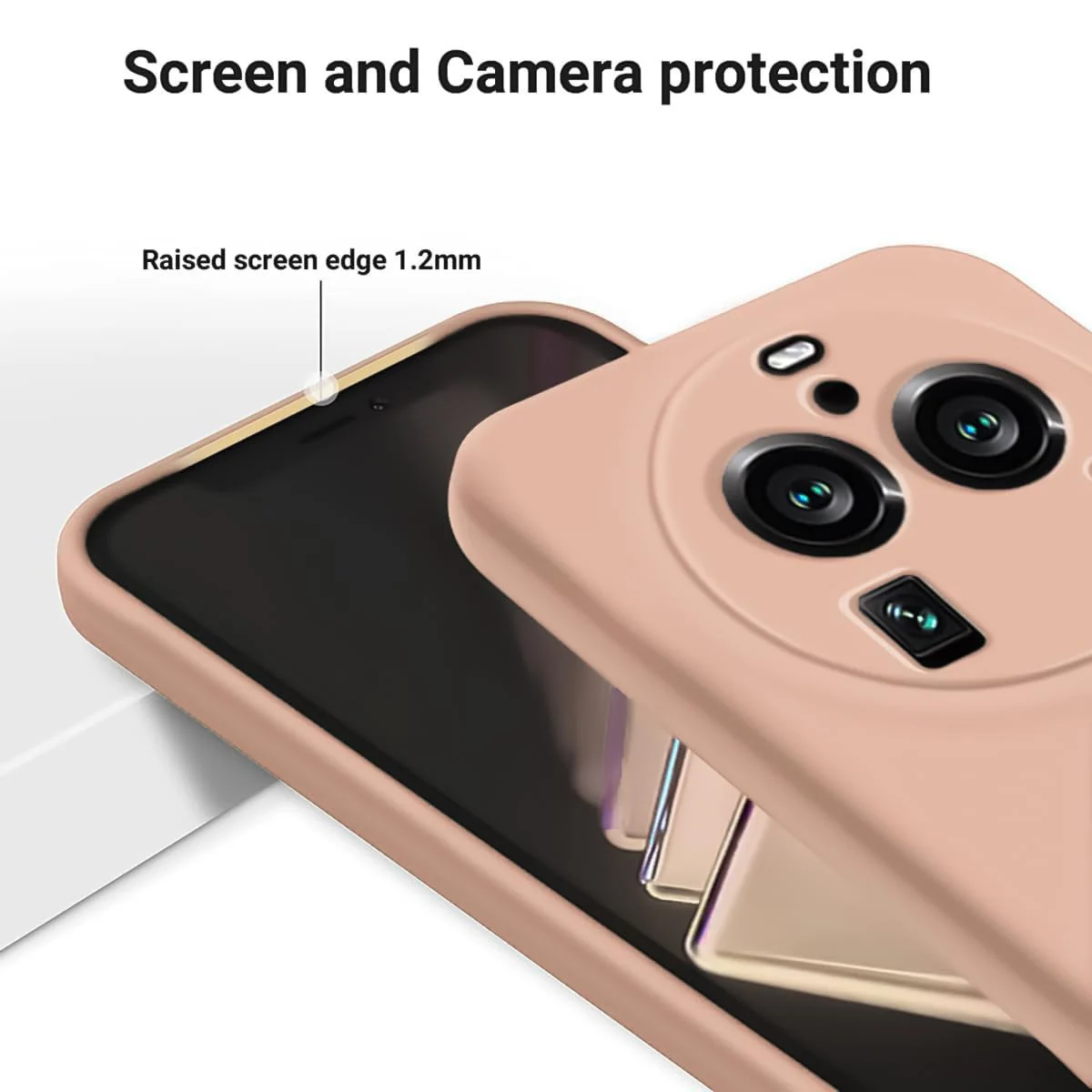 DL3 Mobilak Liquid Silicone Protective Case with Soft Microfiber Lining with Full Camera Protection for OPPO Find X6 Pro - Light Orange