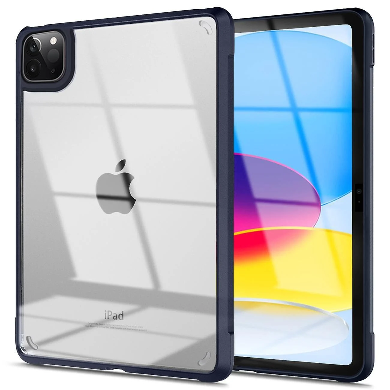 DL3 Mobilak Case for iPad Pro 11 Inch (2022/2021/2020 Model, 4th/3rd/2nd Generation), iPad Air 5/4 (10.9-Inch) Case Clear, iPad Case Slim Transparent Hard PC Back Cover TPU Frame Shell - Blue