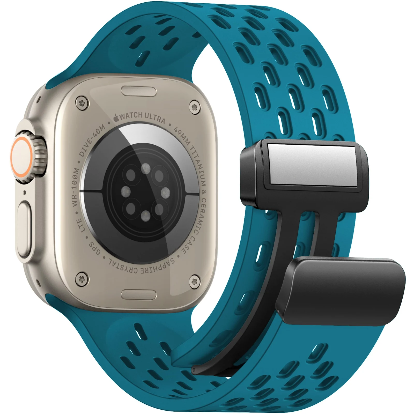 DL3 Mobilak Magnetic Bands for Apple Watch Band 49mm 46mm 45mm 44mm 42mm, Soft Silicone Magnetic Buckle Breathable Sport Watch Strap for iWatch Ultra2 Ultra SE SE2 Series 10 9 8 7 6 5 4 3 2 1 - Rock Blue