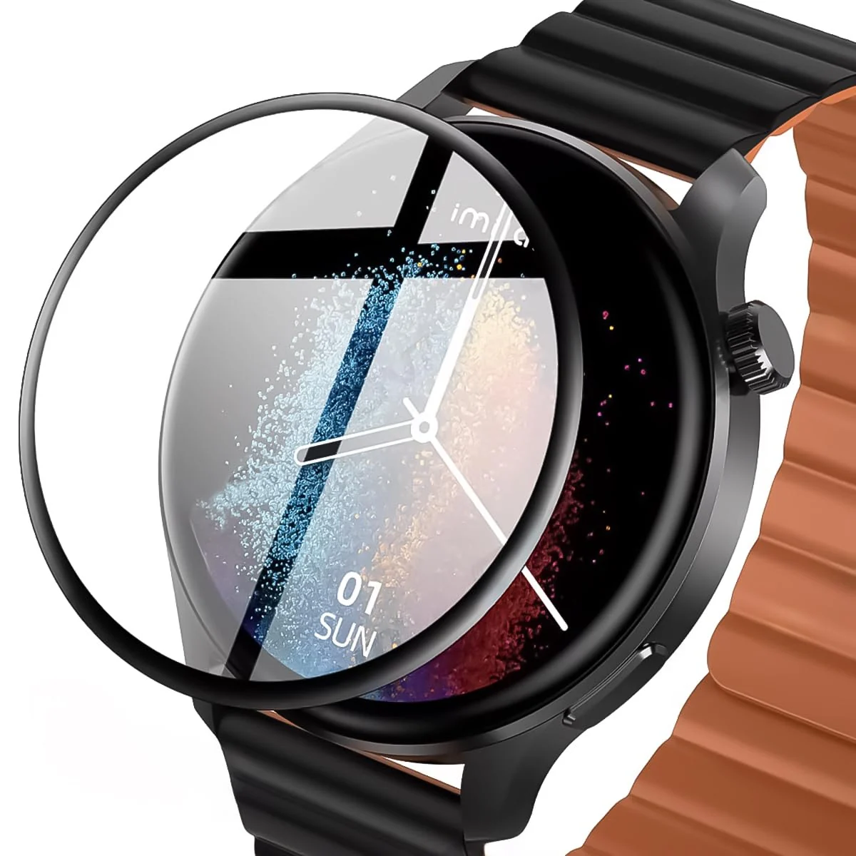 DL3 Mobilak Screen Protector For Xiaomi Watch Imilab W13, 3D Curved Soft Edge Protective Film [Anti-Scratch] [Bubble Free] [Ultra Shatterproof] [High Sensitive] (Not Glass) - Black