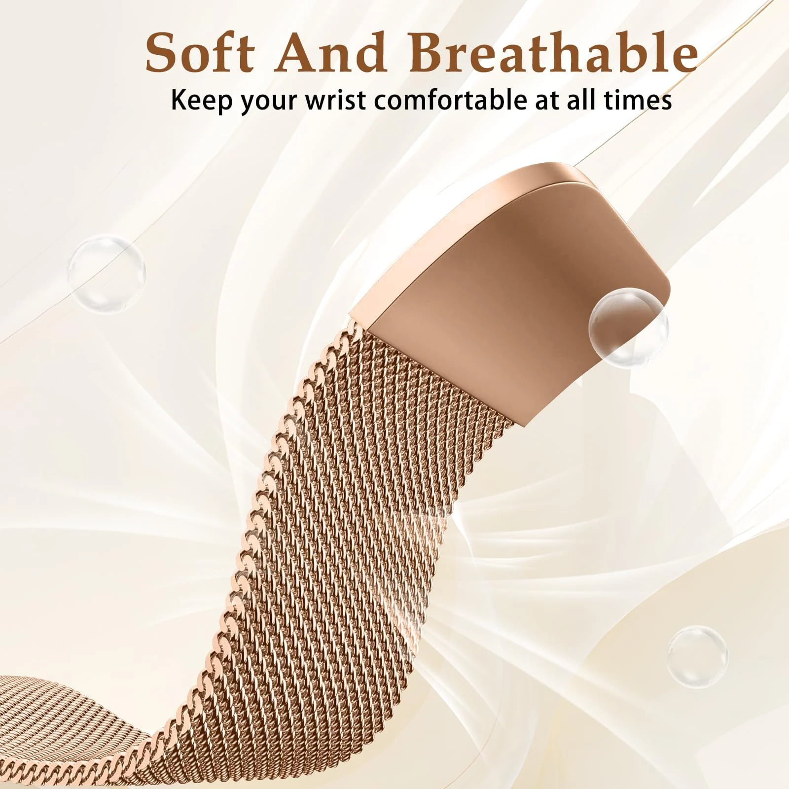 MOBIGON Magnetic Stainless Steel Watch Strap for Huawei Band 11 / 11 Pro, Rose Gold