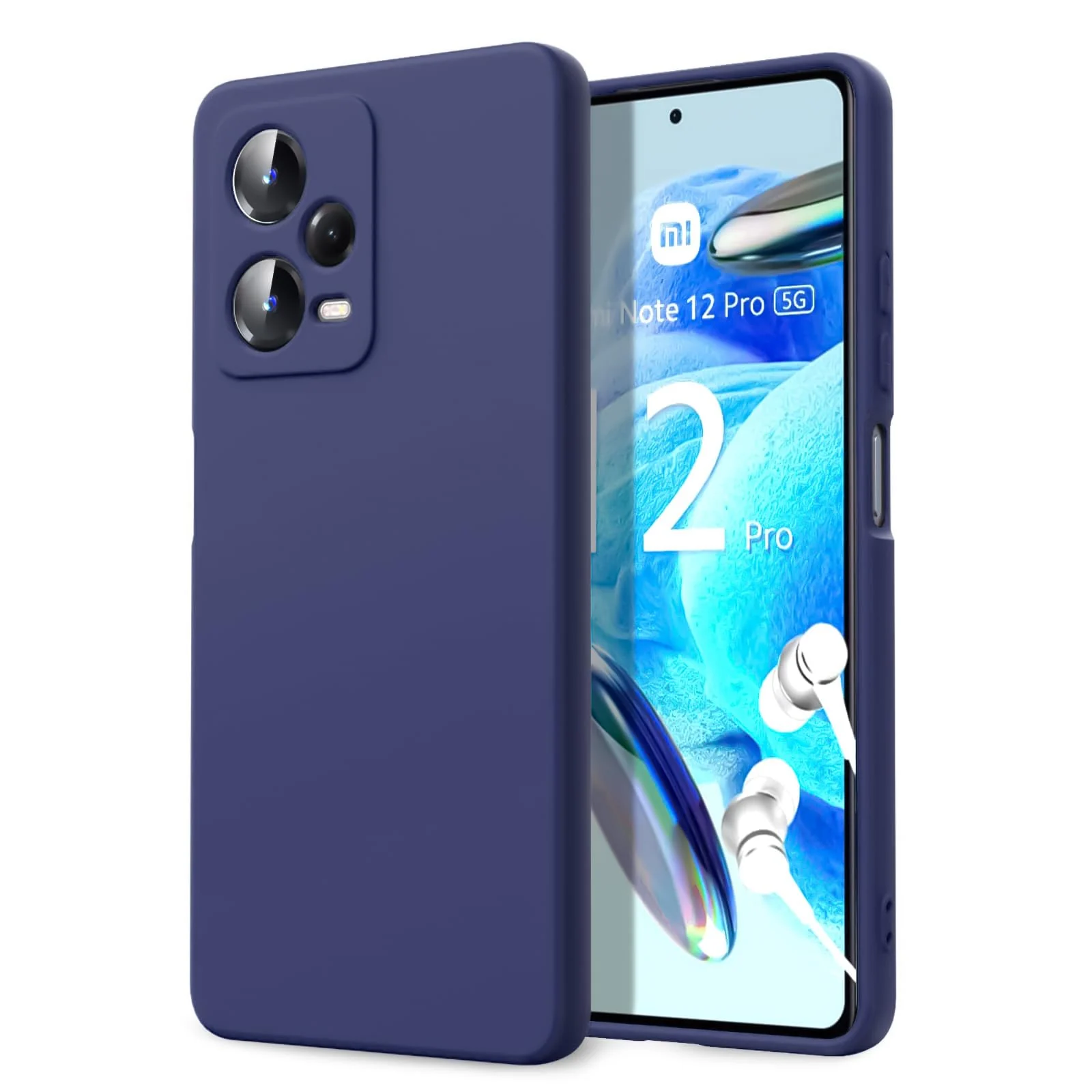 DL3 Mobilak Liquid Silicone Protective Case with Soft Microfiber Lining with Full Camera Protection for Xiaomi Redmi Note 12 Pro Plus 5G - Blue 2