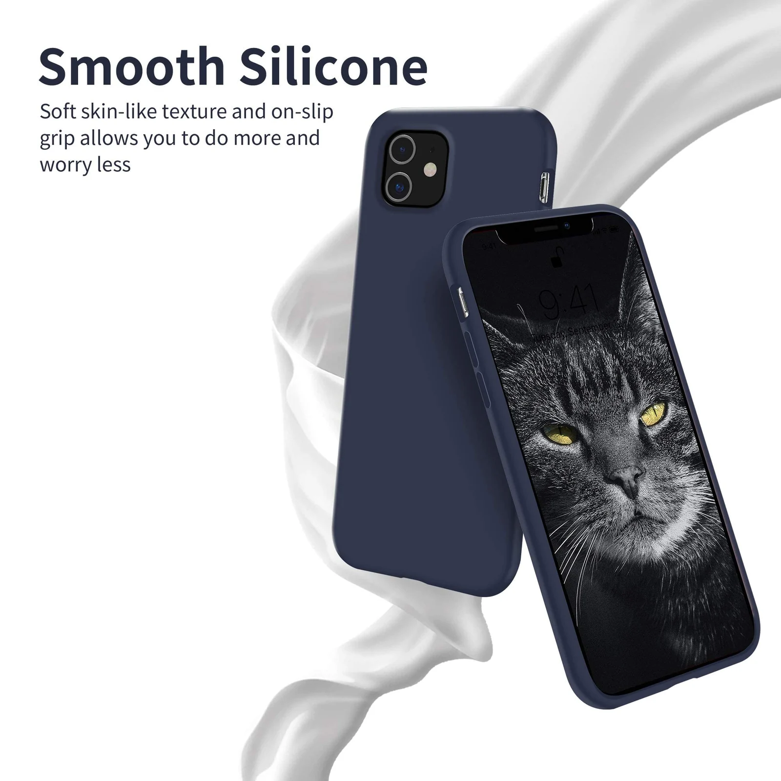 DL3 Mobilak Liquid Silicone Case for iPhone 11 (6.1 Inch), Shock-absorbing protection, Scratch-resistant surface, Soft microfiber lining - Midnight Blue
