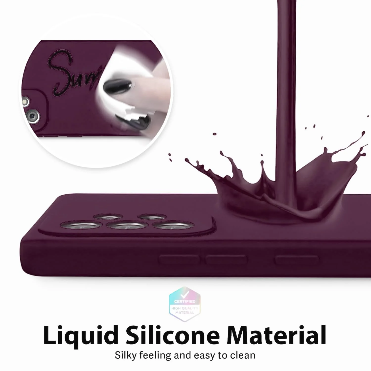 DL3 Mobilak Soft Silicone Protective Case for Samsung Galaxy A72 with Microfiber Lining and Shockproof Design - Wine Red