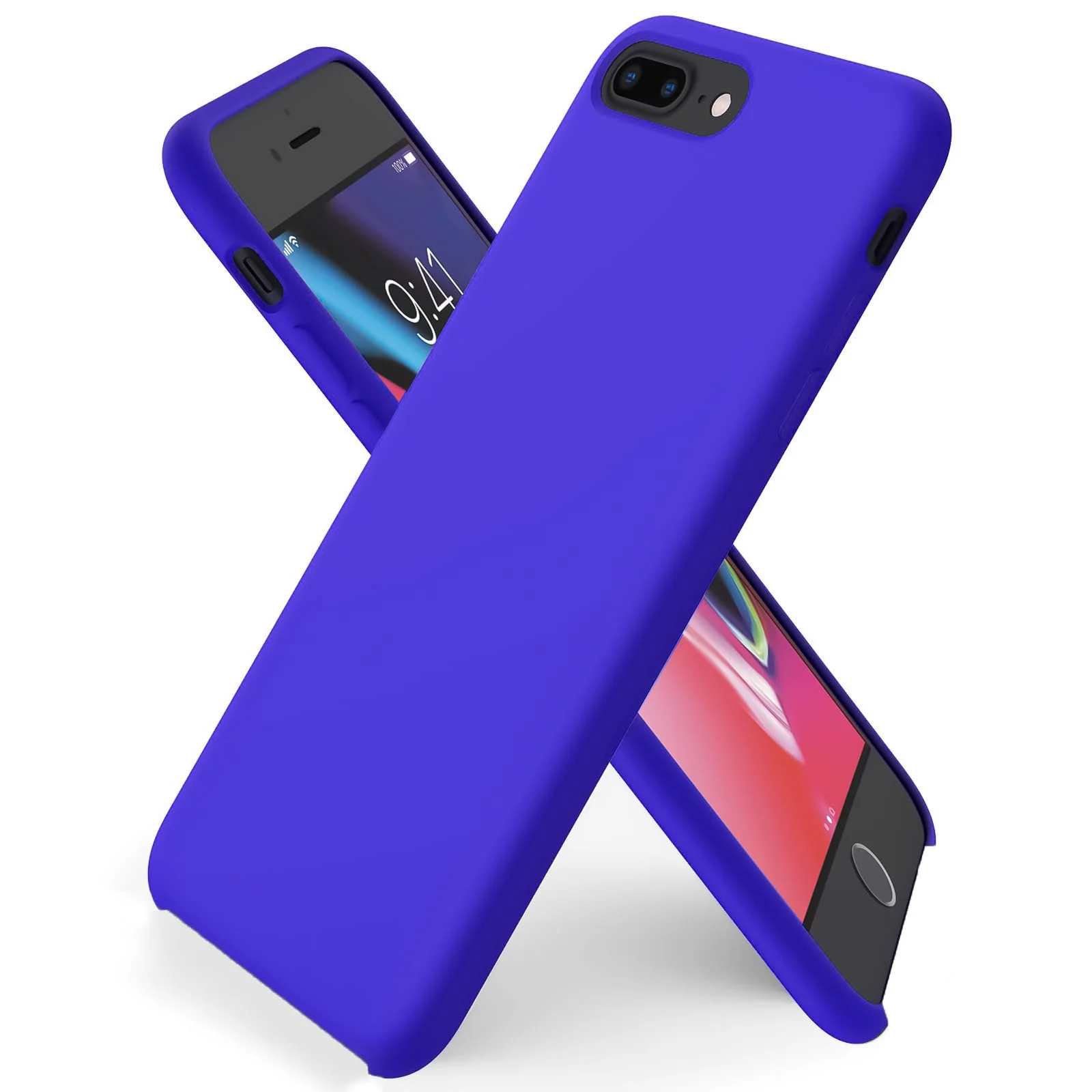 DL3 Mobilak Liquid Silicone Protective Case with Soft Microfiber Lining for iPhone 7 Plus / iPhone 8 Plus - Klein Blue
