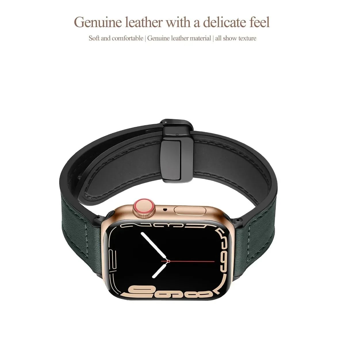 DL3 Mobilak Leather Bands Compatible with Apple Watch Band 49mm 45mm 44mm 42mm, Leather Magnetic Buckle Design Strap For iWatch Ultra Ultra 2 SE Series 9 8 7 6 5 4 3 2 1 - Green