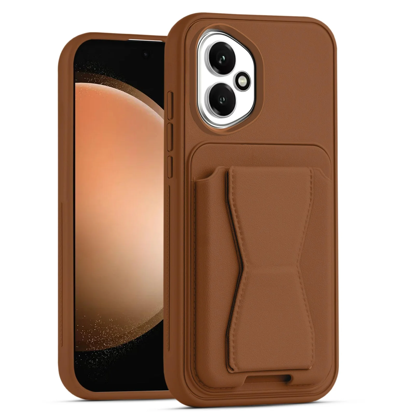 DL3 Mobilak Leather Wallet Case for Honor 400 5G, Camera protection, Shock-absorbing protection, Built-in kickstand - Brown