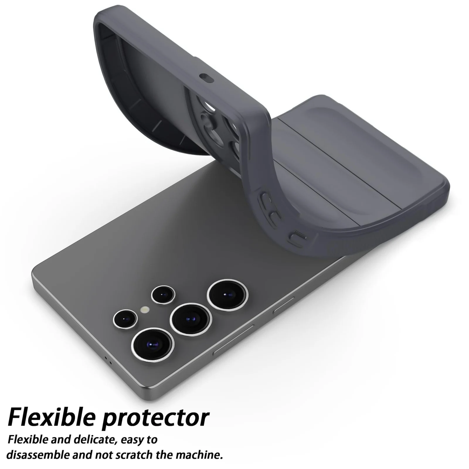 DL3 Mobilak Flexible Silicone and TPU Protective Case with Camera Protection for Samsung Galaxy S25 Ultra - Dark Gray
